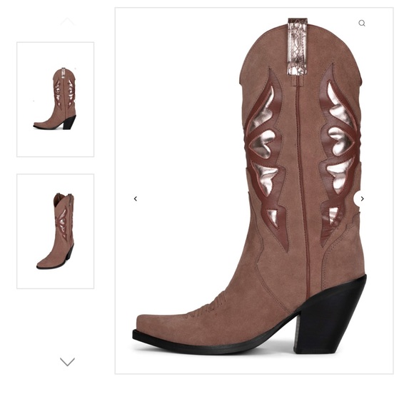 Jeffrey Campbell Fluttering Cowboy Boots in Blush Suede Metallic - Cowgirl Boot - Picture 3 of 3